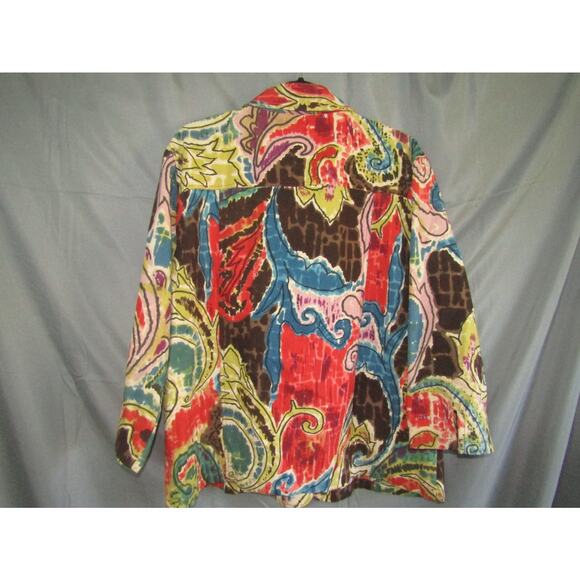 Norm Thompson 1X Multicolor Abstract Print Button Shirt Top Women’s Cotton Boho - Picture 2 of 6